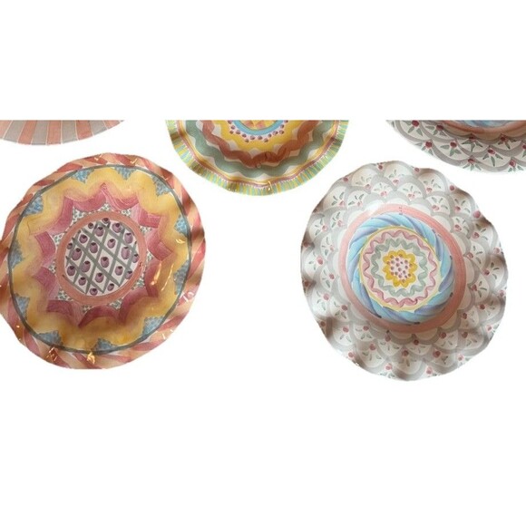 MacKenzie Childs Keukenhof, Stoke Gabriel, Aurora, 9" Ruffled Plate Set Of 3 - Picture 4 of 4